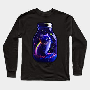 Galaxy environment capturing A whimsical, a small kitty Long Sleeve T-Shirt